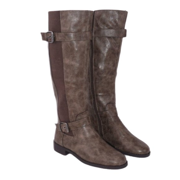 A2 AEROSOLES Mushroom Womens Size 8.5 Mid Calf Riding Boots Zip Up Brand New NIB - Picture 1 of 6